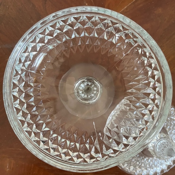 COPY - Vintage Indiana Diamond Cut Glass Pedestal Candy Dish With Cover - Picture 10 of 10
